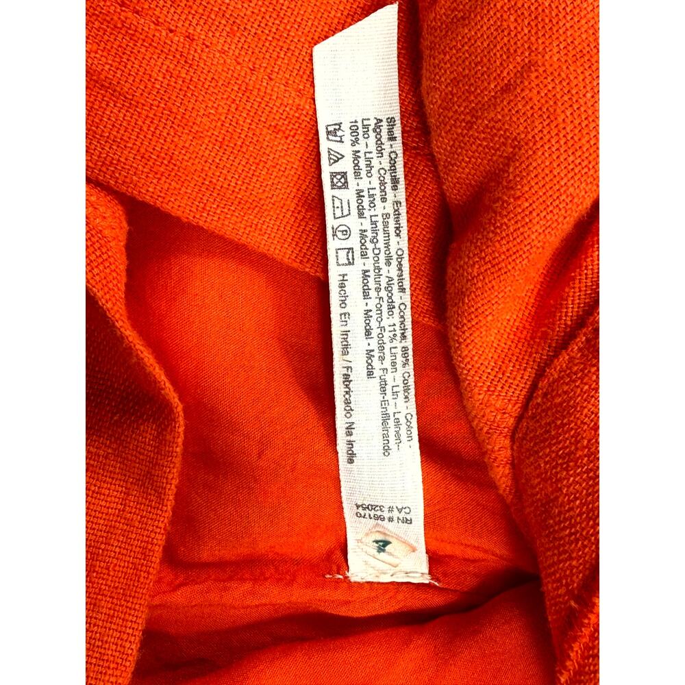 Free People Size 4 Some Nights Mini Wrap Dress Orange Linen Cotton Blend party - Picture 11 of 11